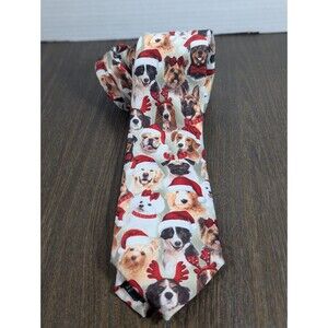 Tie Tales Novelty Neck Tie Christmas Dogs Santa Hats Holiday Lab Pug Poodle
